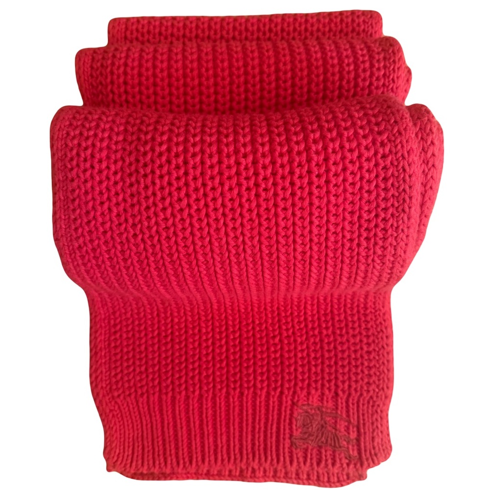 Burberry Red Wool Knit Scarf - 72x7 Inches - Brand New